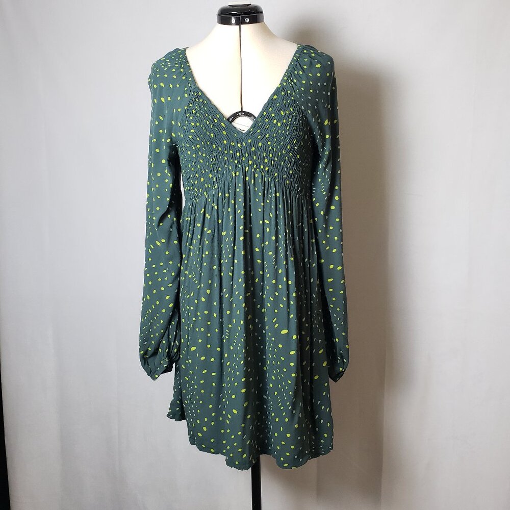 BP Olive Branch Daisy Dot Babydoll Minidress Green/Teal Ladies Size Small